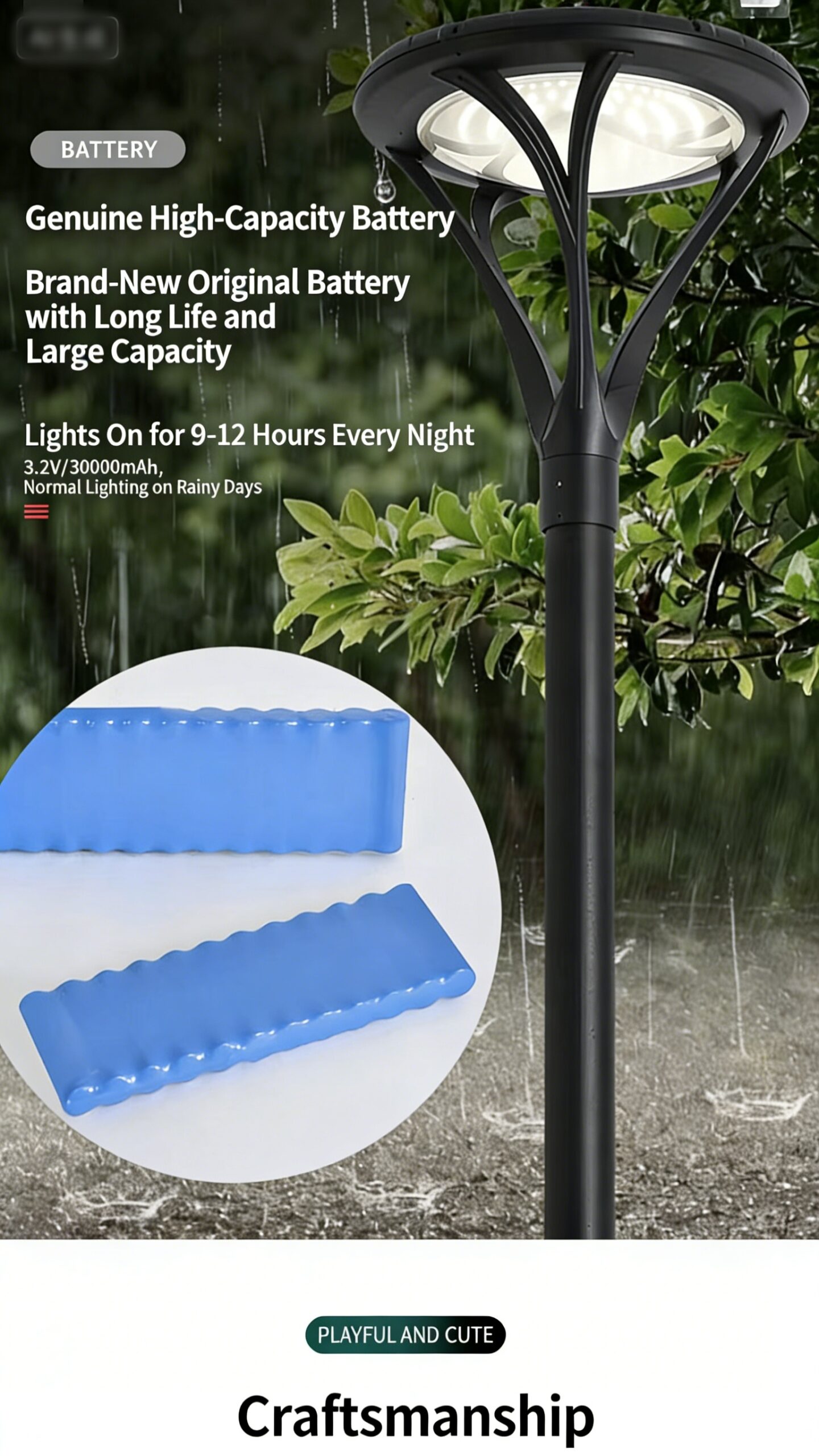 Cross-border solar street light, LED outdoor lighting, park landscape light, outdoor waterproof 3-meter solar courtyard light - Image 5