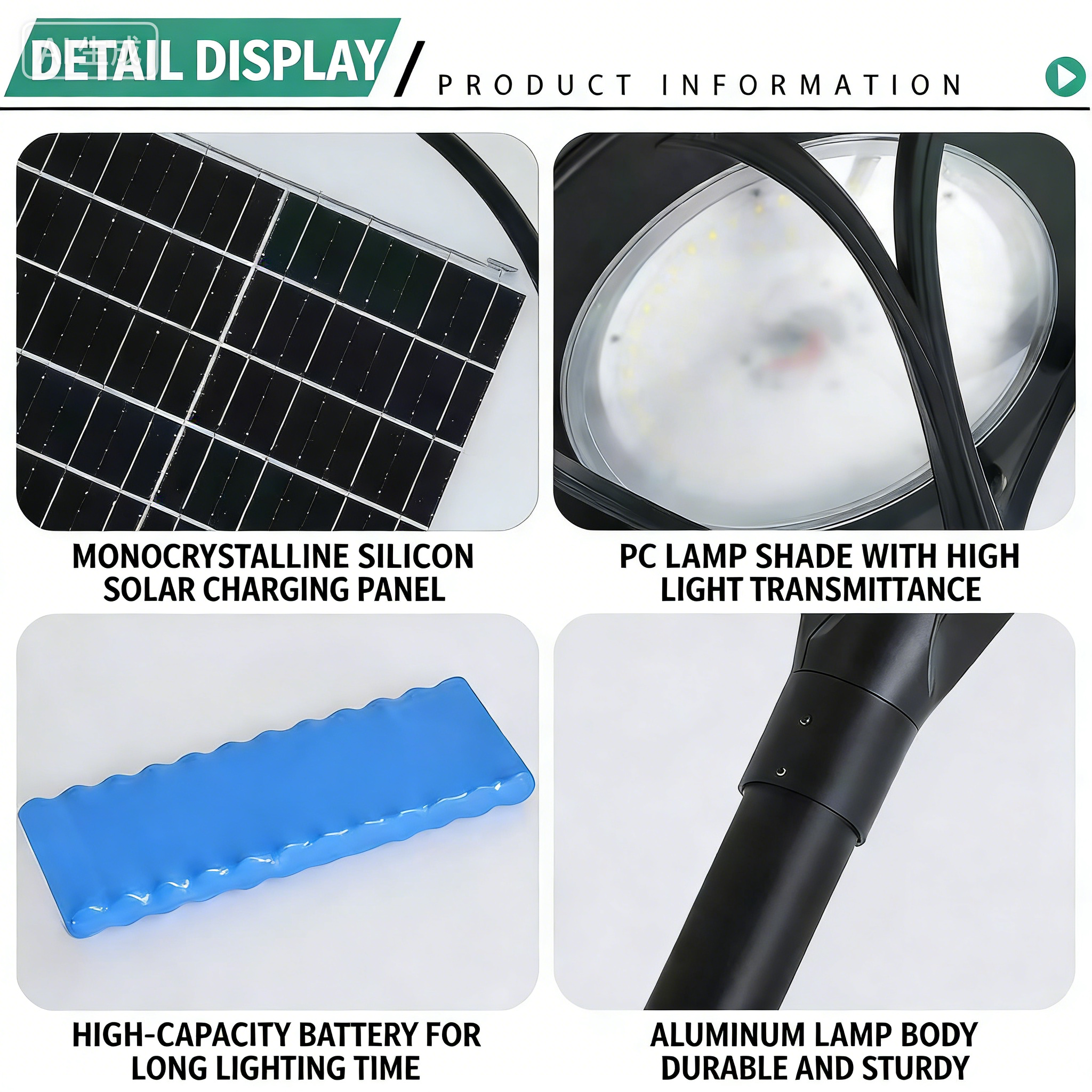 Cross-border solar street light, LED outdoor lighting, park landscape light, outdoor waterproof 3-meter solar courtyard light - Image 10